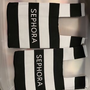 Sephora Black and White Striped Canvas Tote Set